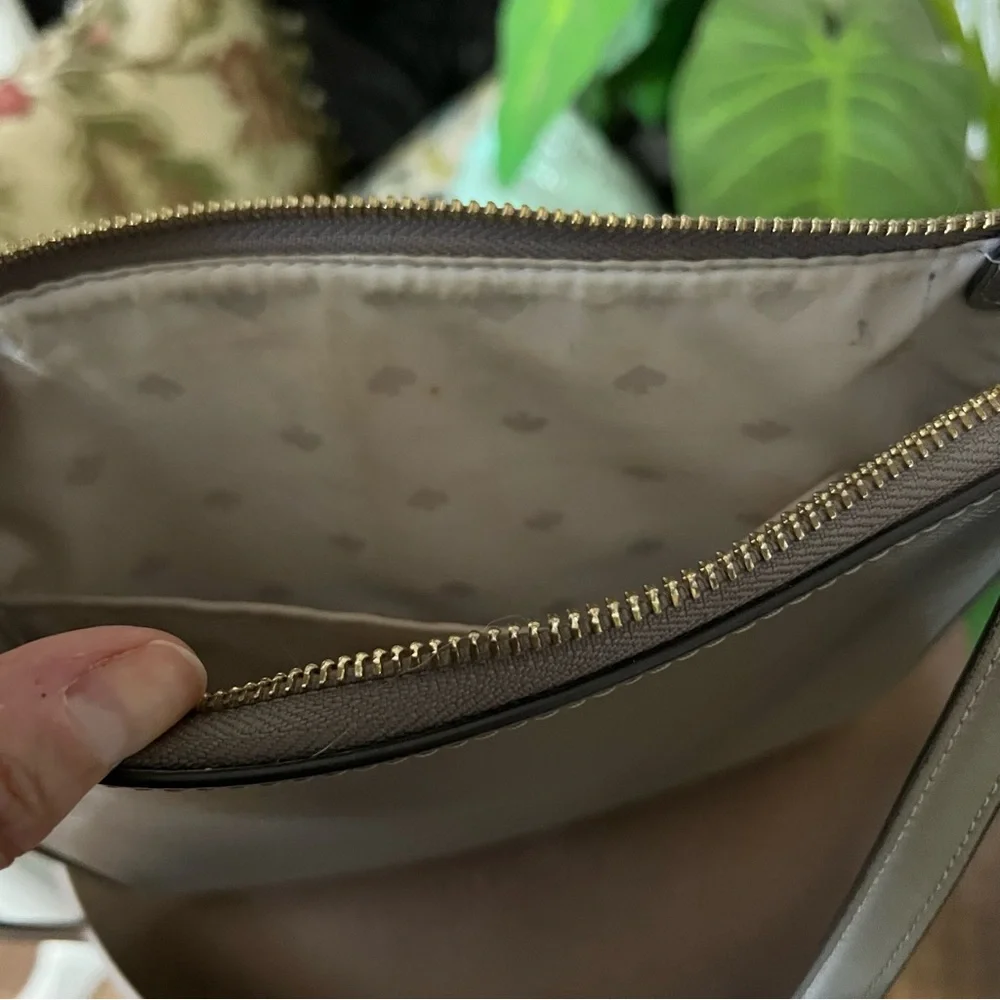 Kate Spade Gray Sadie North South Leather Zip Top Crossbody Bag